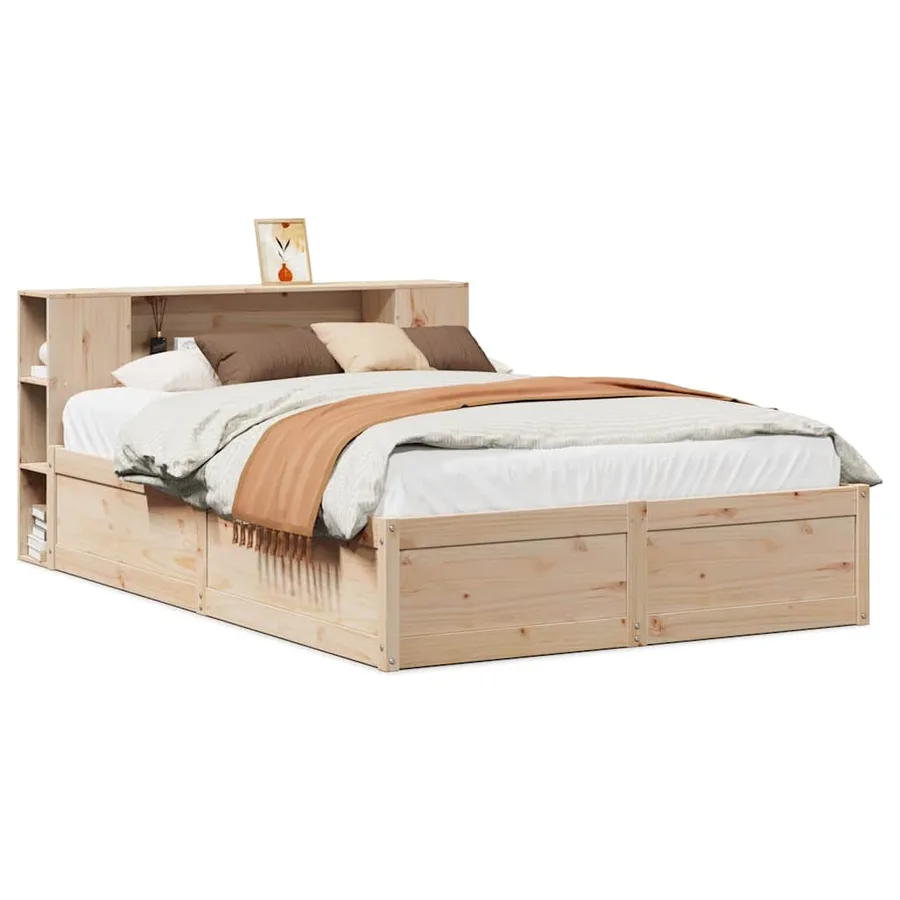 Cadre de lit sans matelas 135x190 cm bois de pin massif - 2