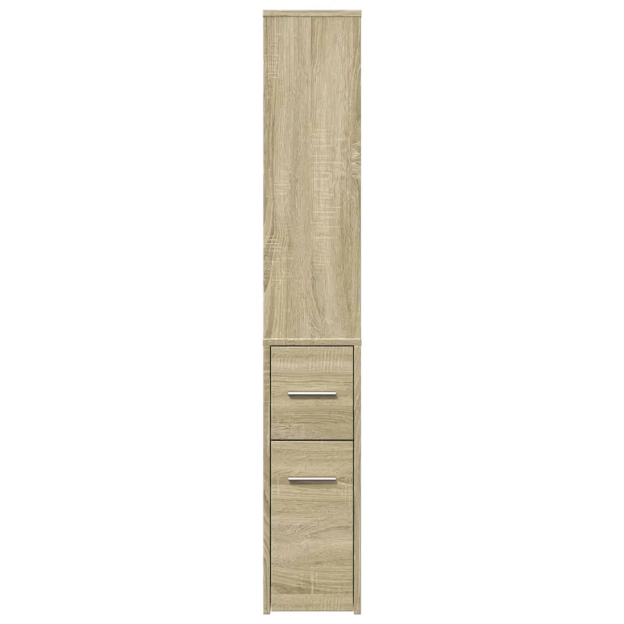 Armoire de salle de bain étroite avec roulettes chêne sonoma - 5