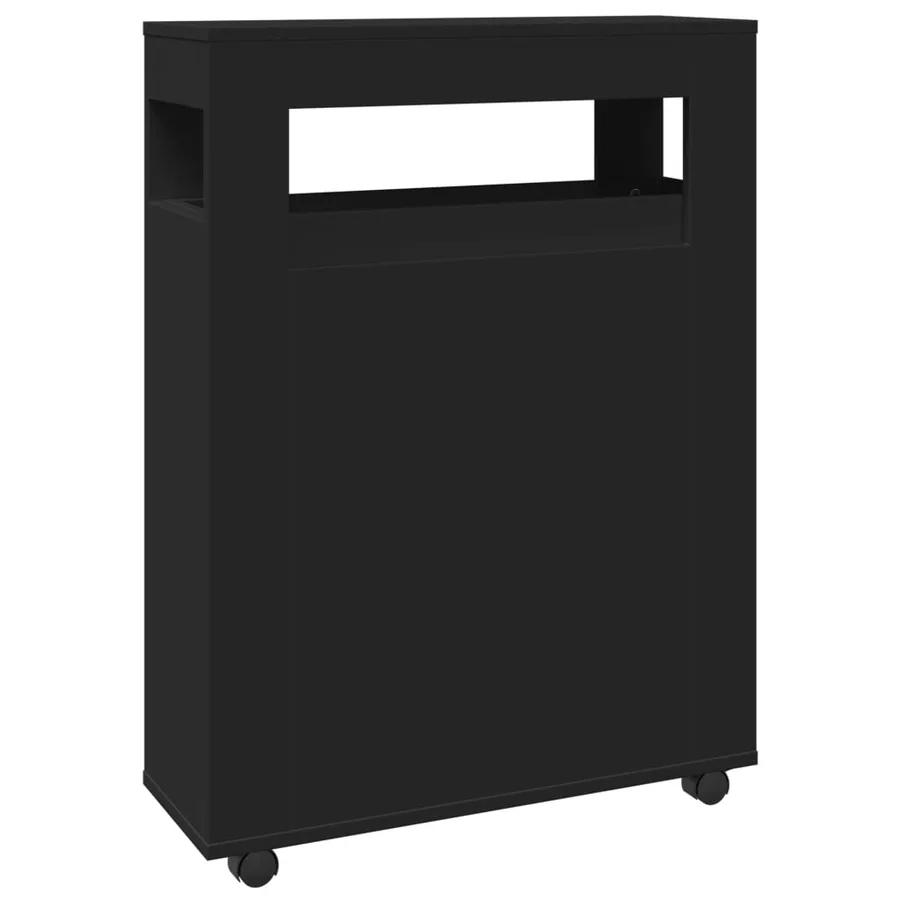 Meuble étroit de salle de bain à roulettes noir - 6