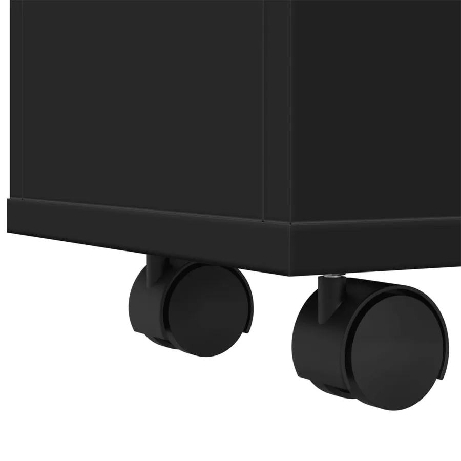 Meuble étroit de salle de bain à roulettes noir - 8