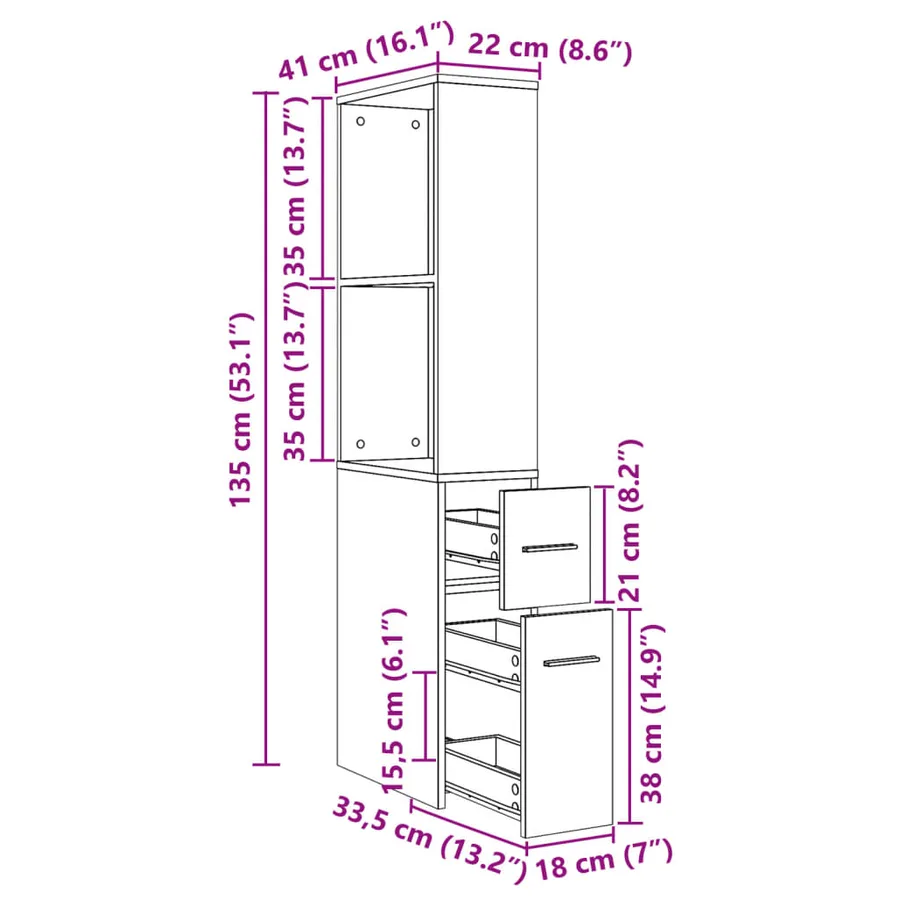Armoire de salle de bain étroite avec roulettes blanc - 12