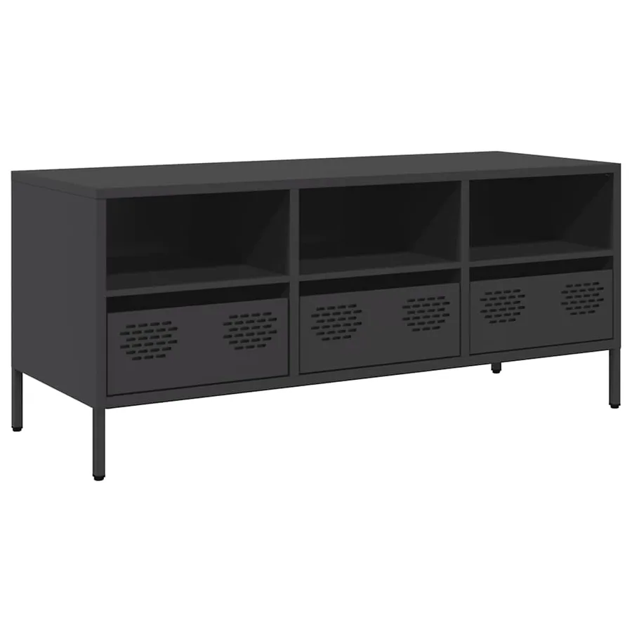 Meuble TV noir 101,5x39x43,5 cm acier laminé à froid - 2