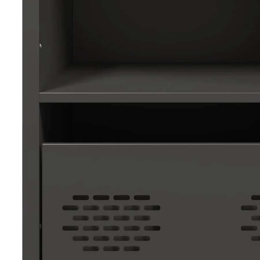 Buffet haut noir 101,5x39x103,5 cm acier - 10