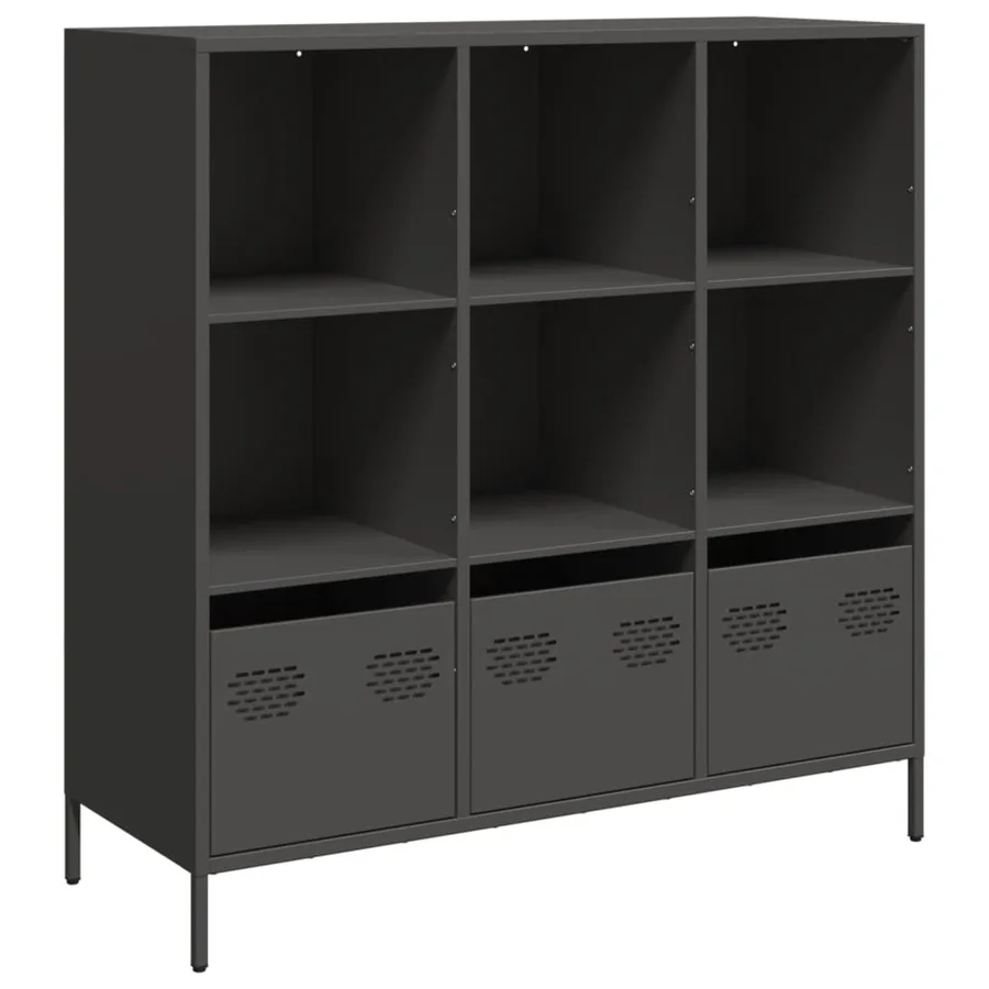 Buffet haut noir 101,5x39x103,5 cm acier - 2
