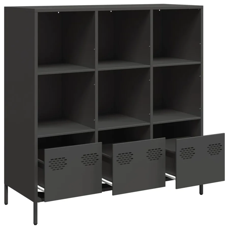 Buffet haut noir 101,5x39x103,5 cm acier - 4