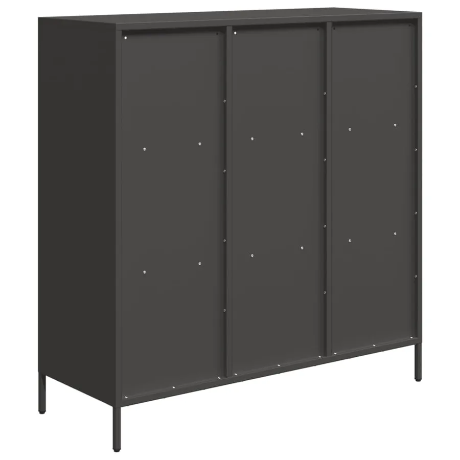 Buffet haut noir 101,5x39x103,5 cm acier - 7
