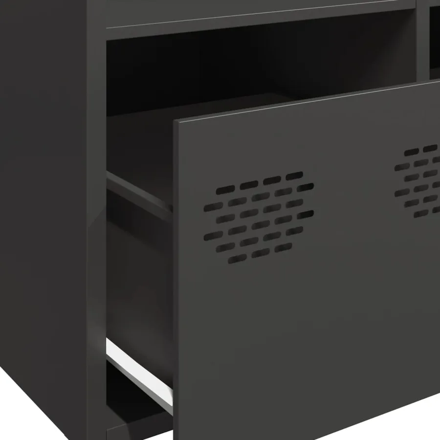Buffet haut noir 101,5x39x103,5 cm acier - 9