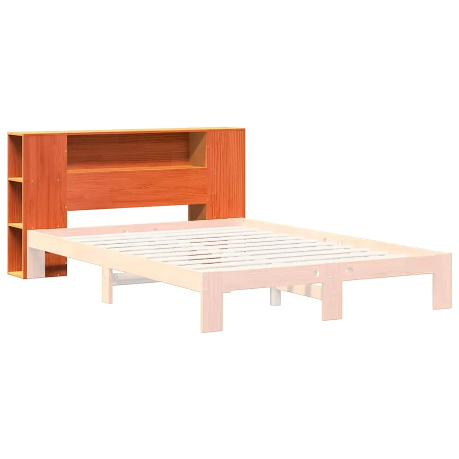 Tête de lit avec rangement cire marron 150cm bois massif de pin - 7