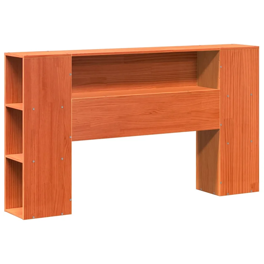 Lit bibliothèque sans matelas cire marron 150x200 cm pin massif - 7