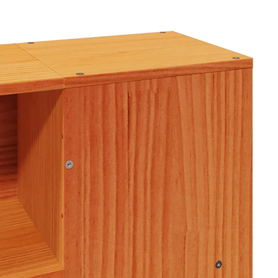 Lit bibliothèque sans matelas cire marron 140x190 cm pin massif - 10