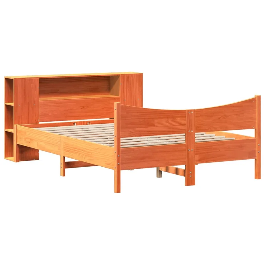 Cadre de lit sans matelas cire marron 150x200cm bois pin massif - 3