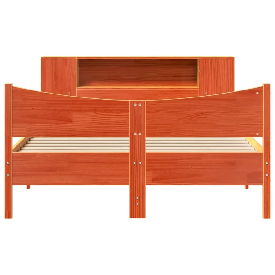Cadre de lit sans matelas cire marron 150x200cm bois pin massif - 4