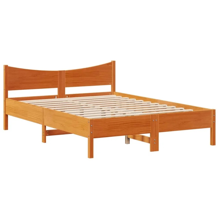 Cadre de lit sans matelas cire marron 150x200cm bois pin massif - 5