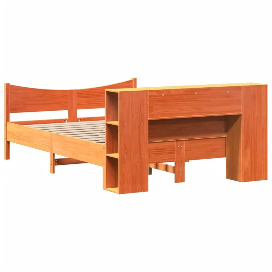 Cadre de lit sans matelas cire marron 150x200cm bois pin massif - 8