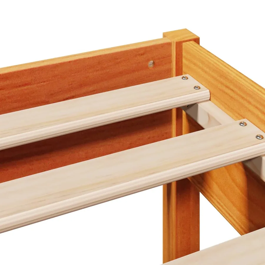 Cadre de lit sans matelas cire marron 150x200cm bois pin massif - 9