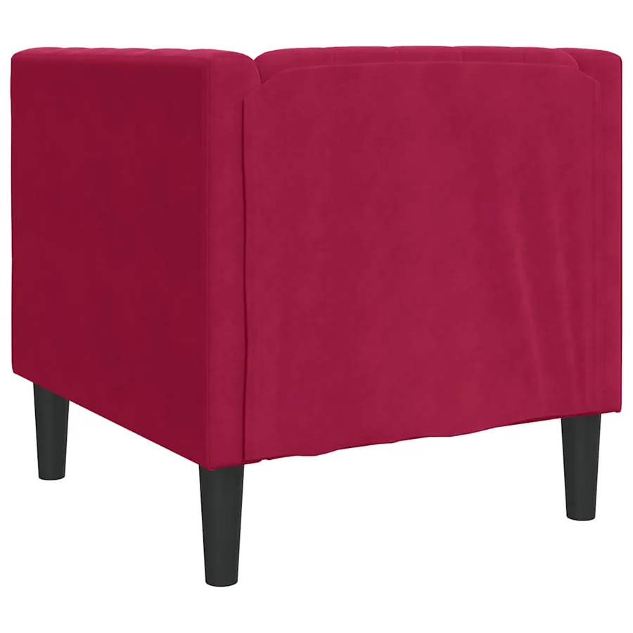 Fauteuil Chesterfield rouge bordeaux velours - 6