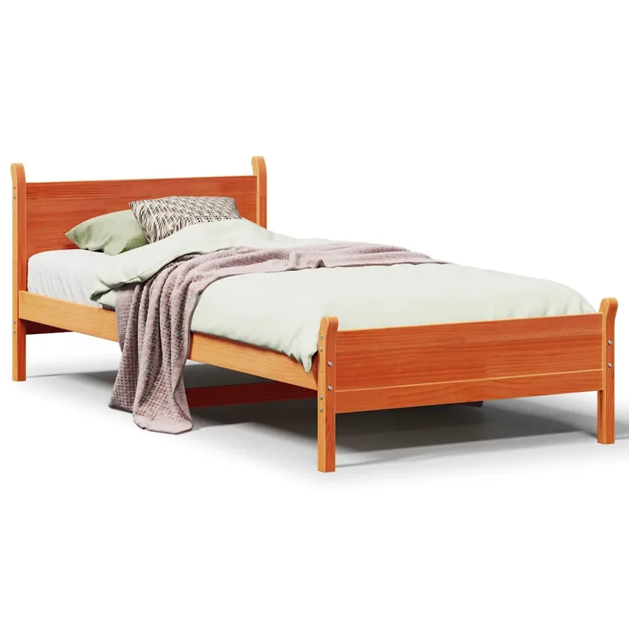 Cadre de lit sans matelas cire marron 75x190 cm bois pin massif - 2