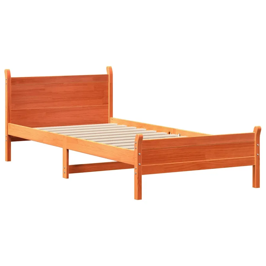 Cadre de lit sans matelas cire marron 75x190 cm bois pin massif - 3