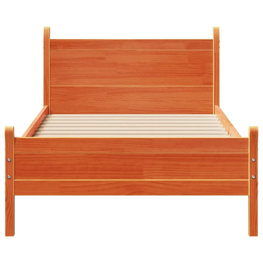 Cadre de lit sans matelas cire marron 75x190 cm bois pin massif - 4