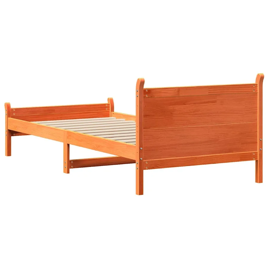 Cadre de lit sans matelas cire marron 75x190 cm bois pin massif - 6