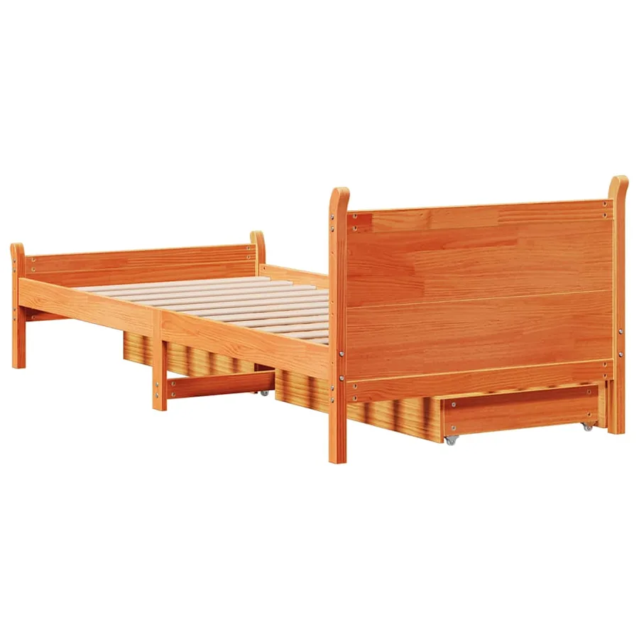 Cadre de lit sans matelas cire marron 75x190 cm bois pin massif - 8