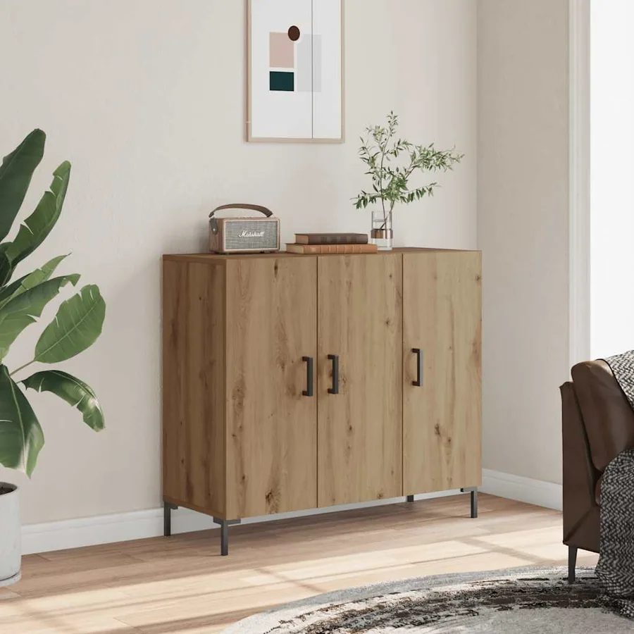 Buffet chêne artisanal 90x34x80 cm bois d'ingénierie