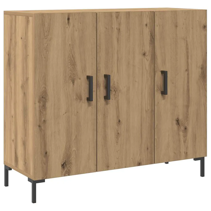 Buffet chêne artisanal 90x34x80 cm bois d'ingénierie - 2