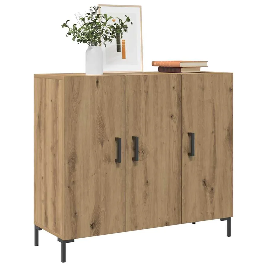 Buffet chêne artisanal 90x34x80 cm bois d'ingénierie - 3