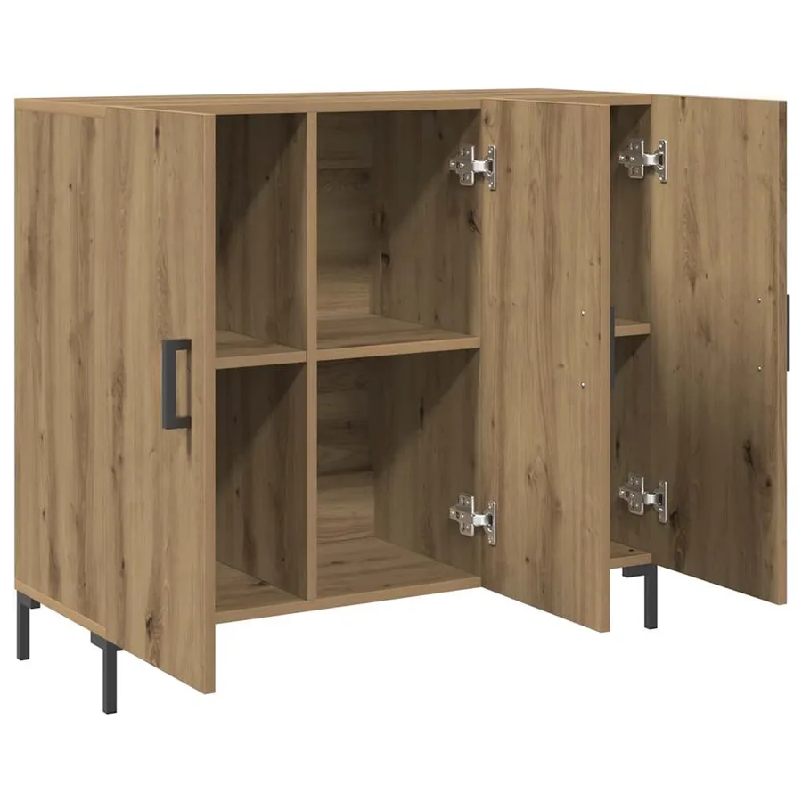 Buffet chêne artisanal 90x34x80 cm bois d'ingénierie - 5