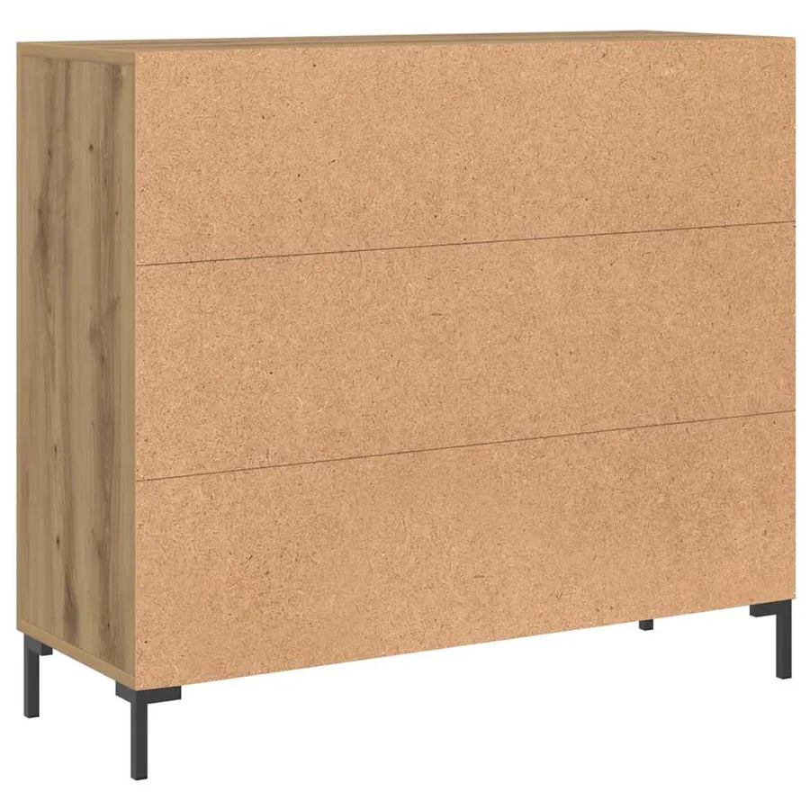 Buffet chêne artisanal 90x34x80 cm bois d'ingénierie - 7