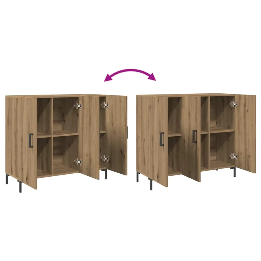 Buffet chêne artisanal 90x34x80 cm bois d'ingénierie - 8