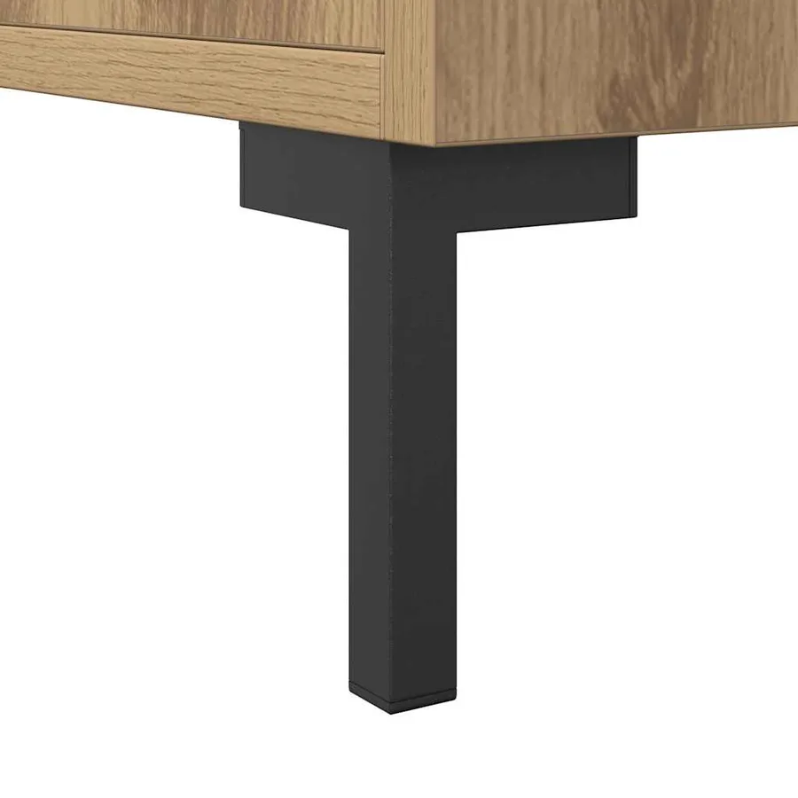 Buffet chêne artisanal 90x34x80 cm bois d'ingénierie - 9