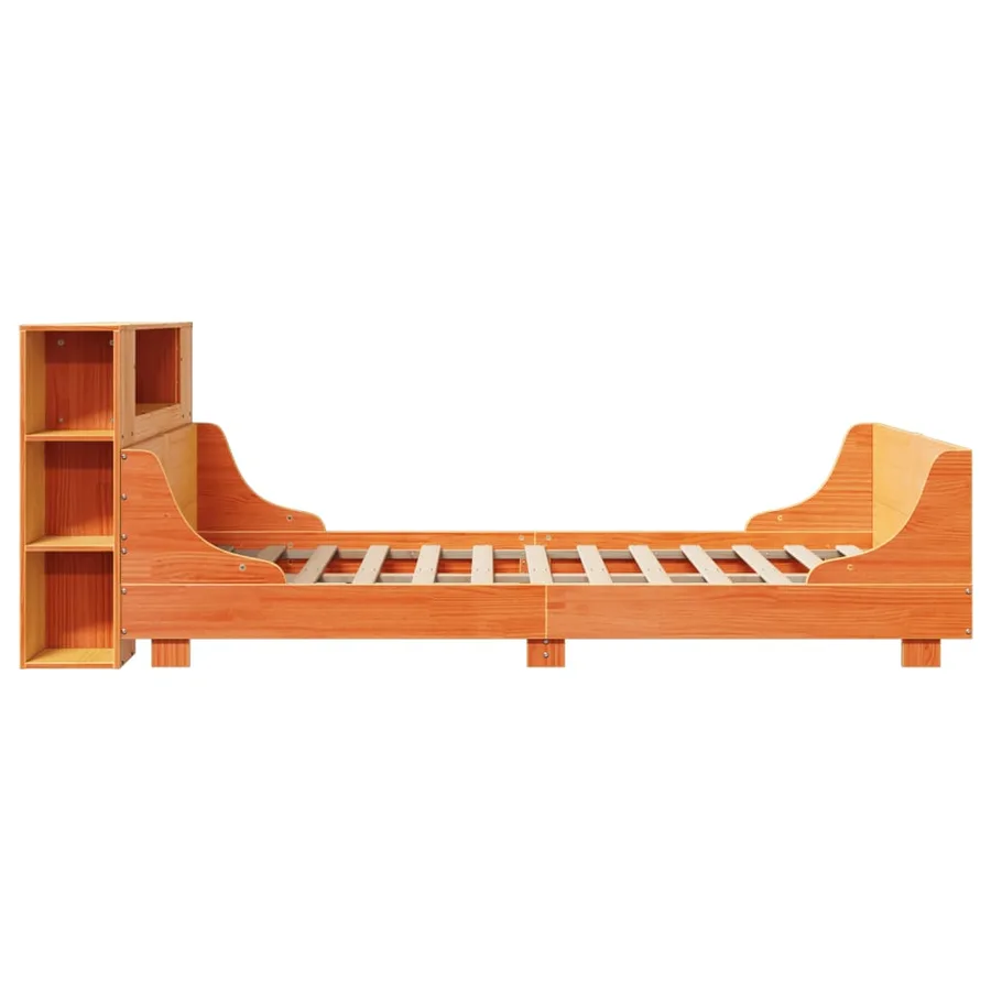 Cadre de lit sans matelas cire marron 140x190cm bois pin massif - 7