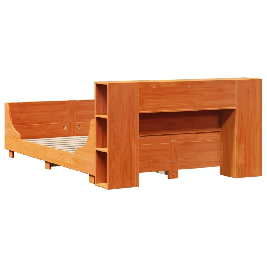 Cadre de lit sans matelas cire marron 140x190cm bois pin massif - 8