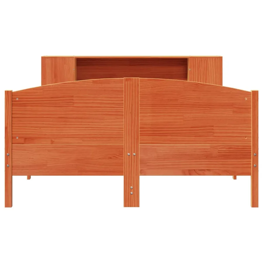 Lit bibliothèque sans matelas cire marron 140x190 cm pin massif - 4