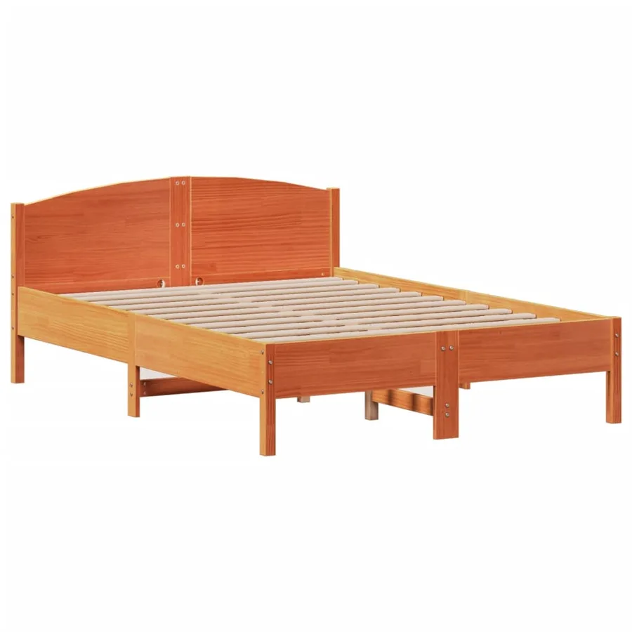 Lit bibliothèque sans matelas cire marron 140x190 cm pin massif - 8