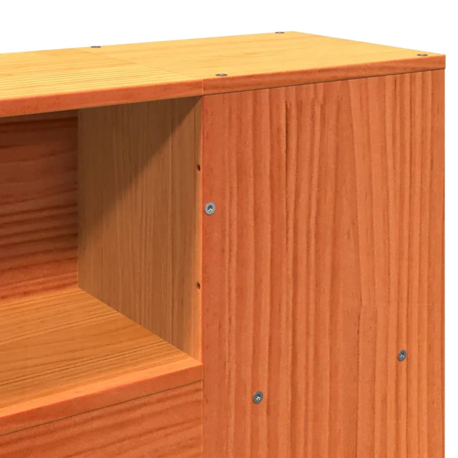 Lit bibliothèque sans matelas cire marron 140x190 cm pin massif - 9