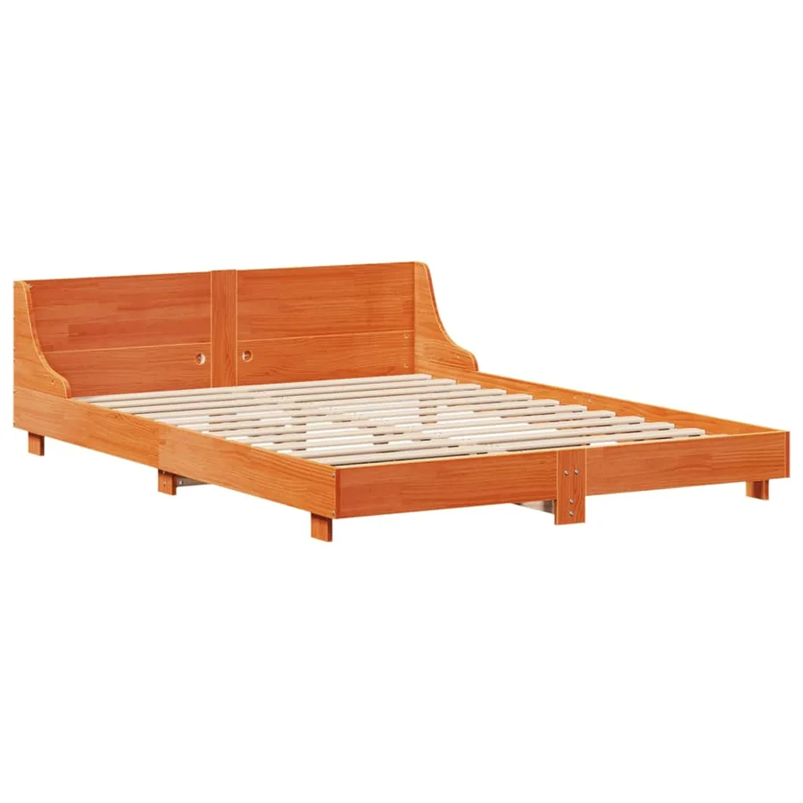 Cadre de lit sans matelas cire marron 140x190cm bois pin massif - 5