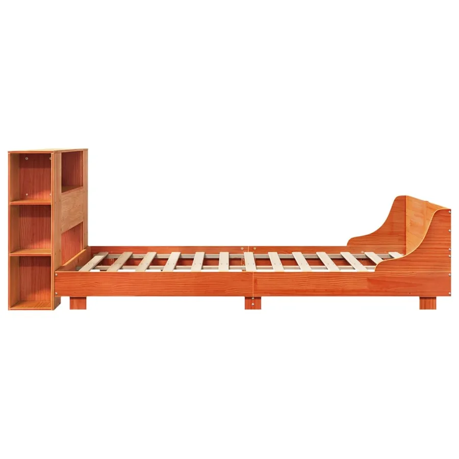 Cadre de lit sans matelas cire marron 140x190cm bois pin massif - 7