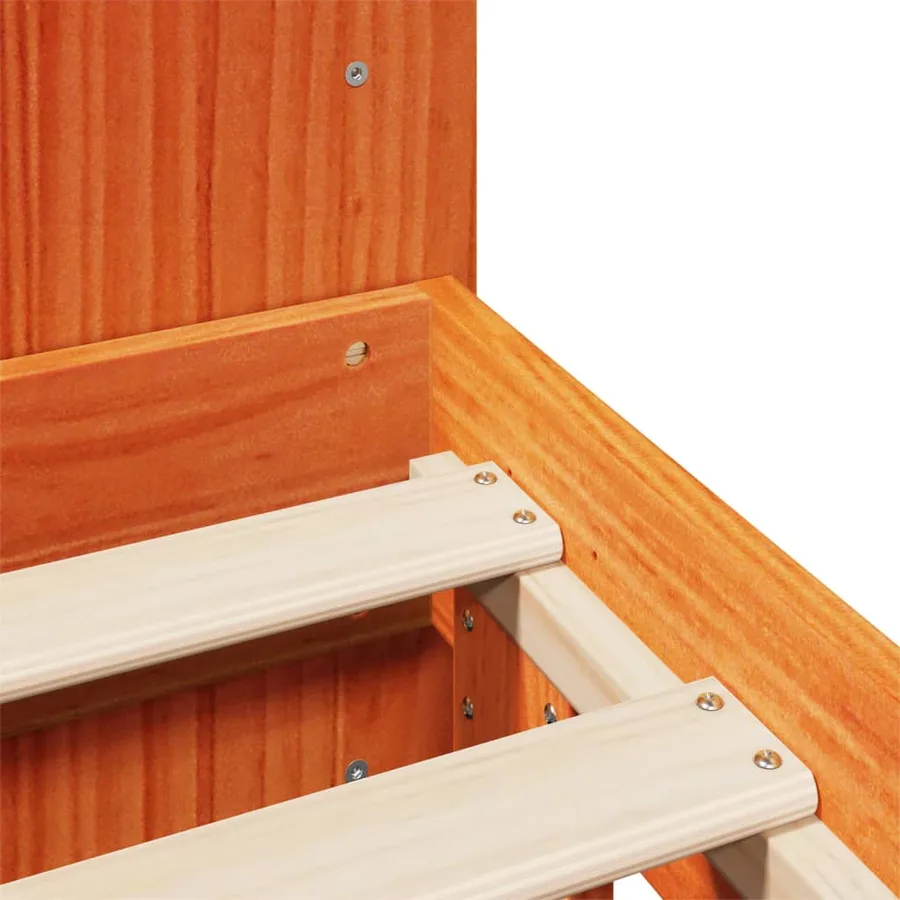 Cadre de lit sans matelas cire marron 140x190cm bois pin massif - 9