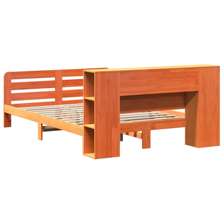 Cadre de lit sans matelas cire marron 140x190cm bois pin massif - 8