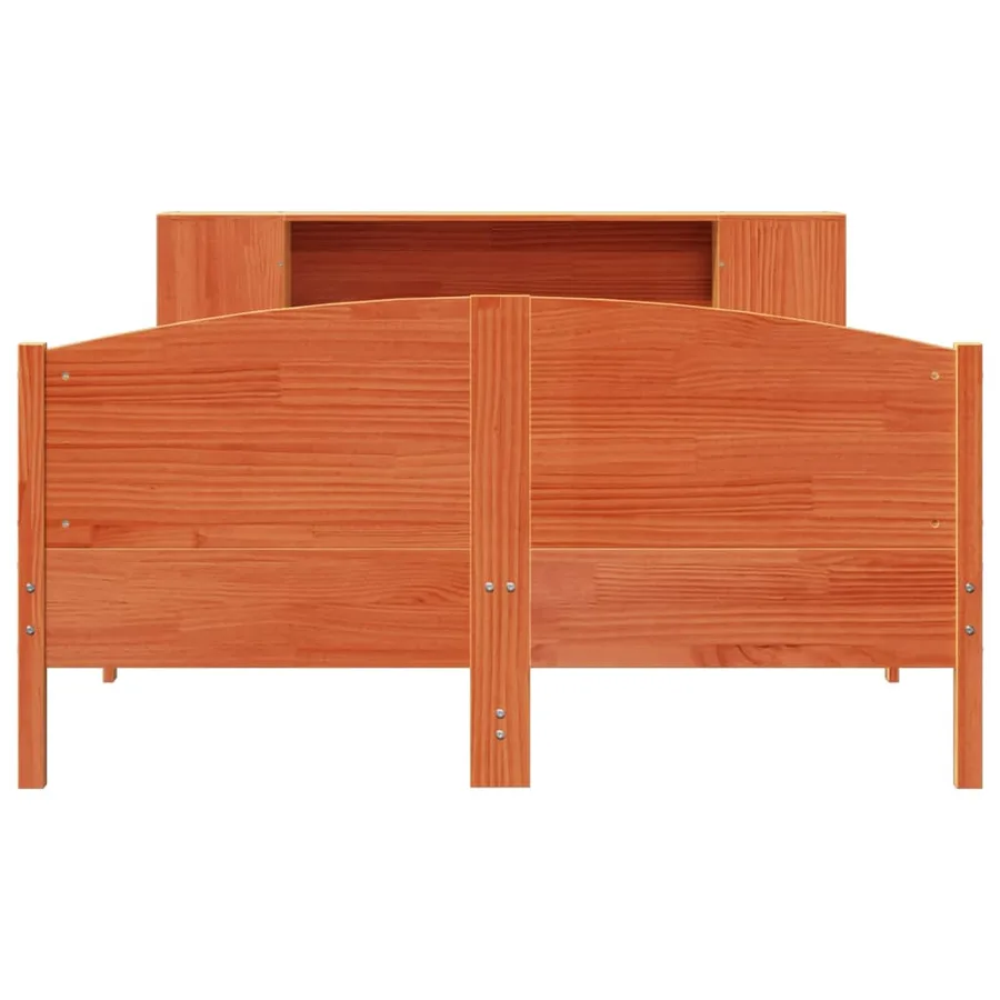 Lit bibliothèque sans matelas cire marron 140x200 cm pin massif - 4