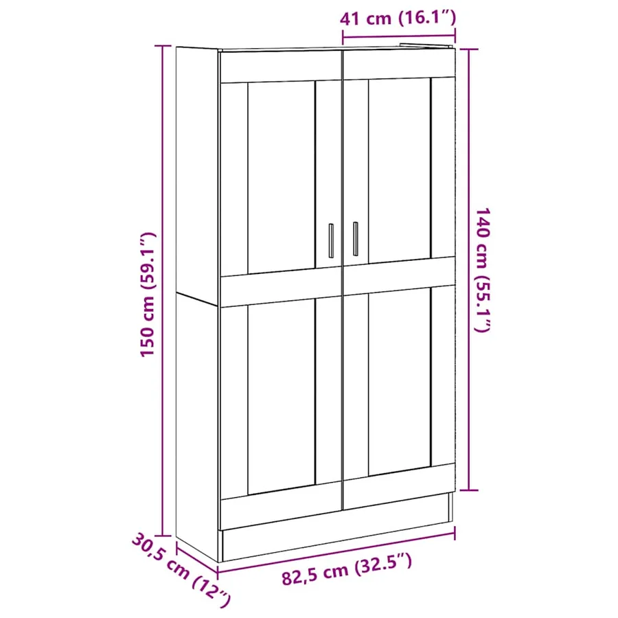 Buffet haut Chêne artisanal 82,5x30,5x150 cm Bois d'ingénierie - 10