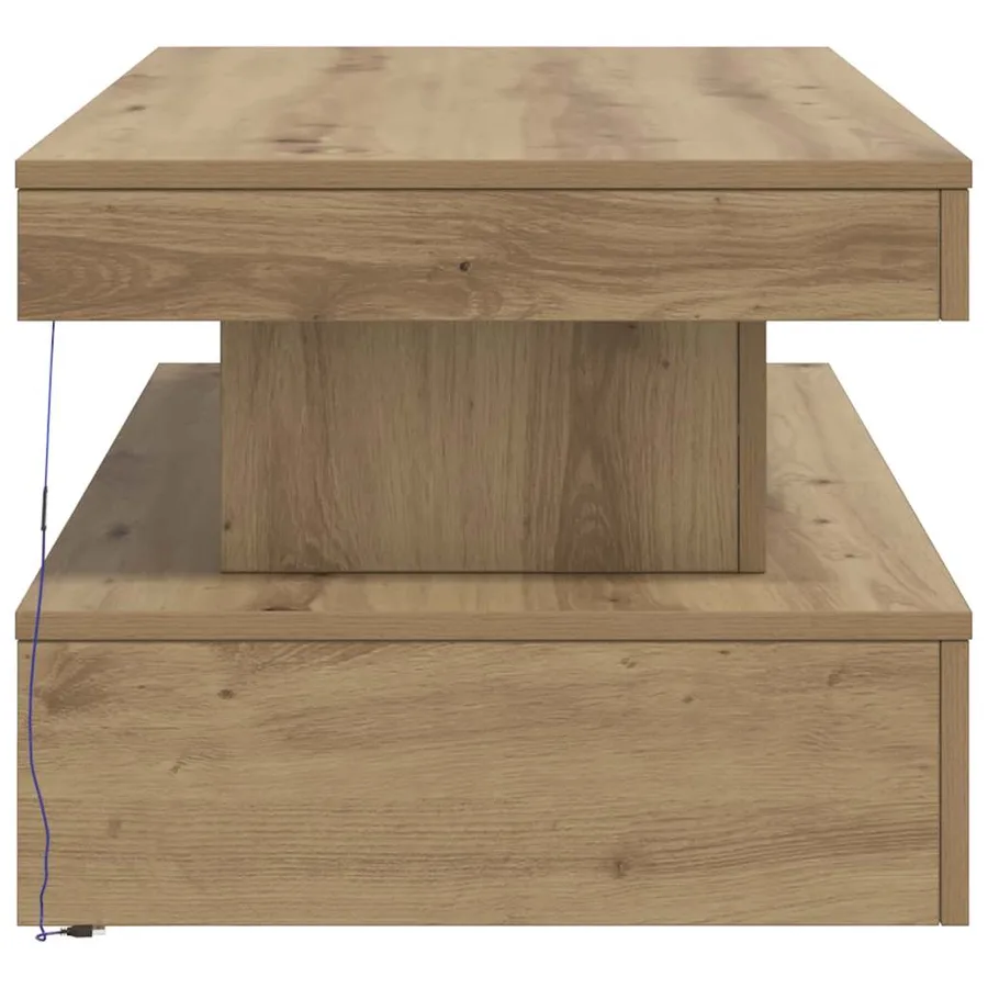 Table basse avec lumières LED chêne artisanal 90x50x40 cm - 8