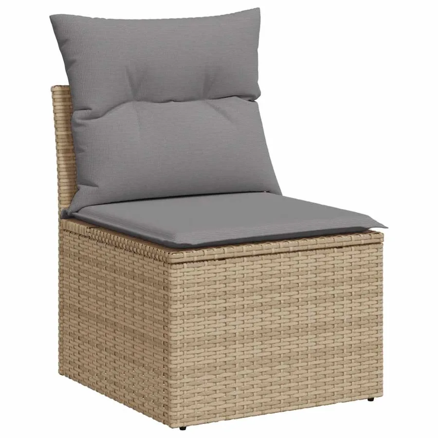 Salon de jardin avec coussins 9 pcs beige résine tressée - 3