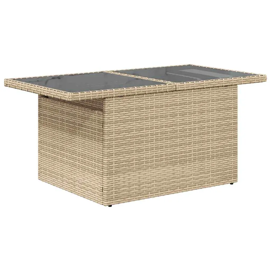 Salon de jardin avec coussins 9 pcs beige résine tressée - 6