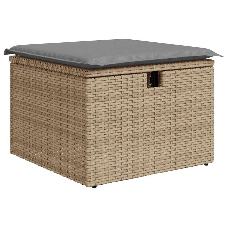 Salon de jardin avec coussins 9 pcs beige résine tressée - 7