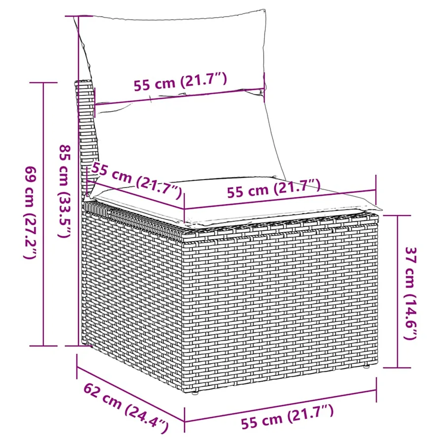 Salon de jardin avec coussins 6 pcs beige résine tressée - 15