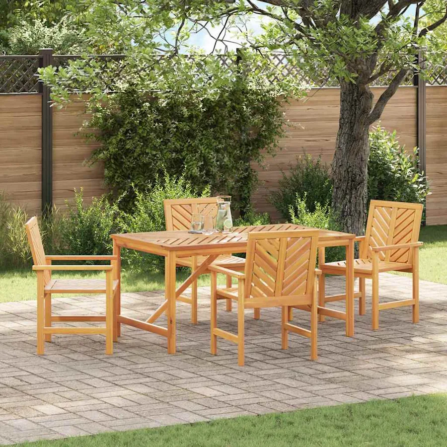 Ensemble de salle à manger pour jardin 5 pc Marron
