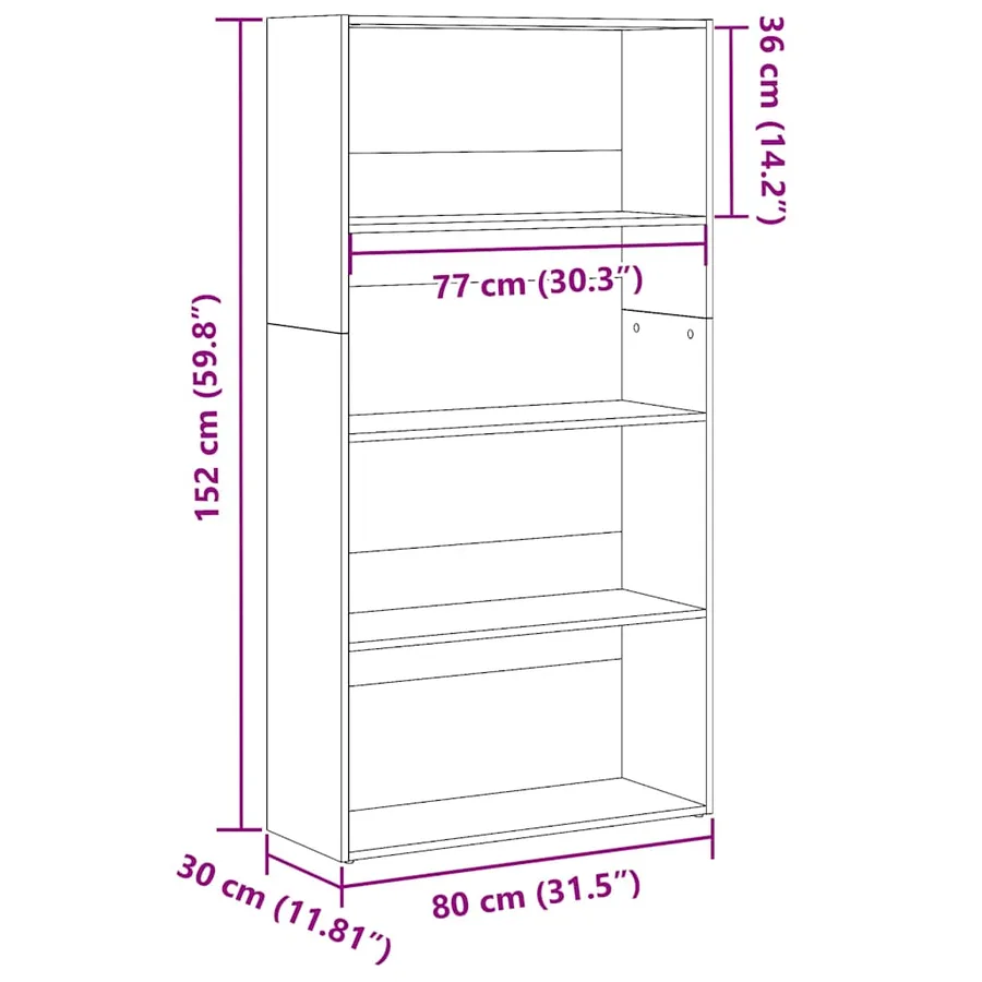 Bibliothèque blanc 80x30x152 cm bois d'ingénierie - 9